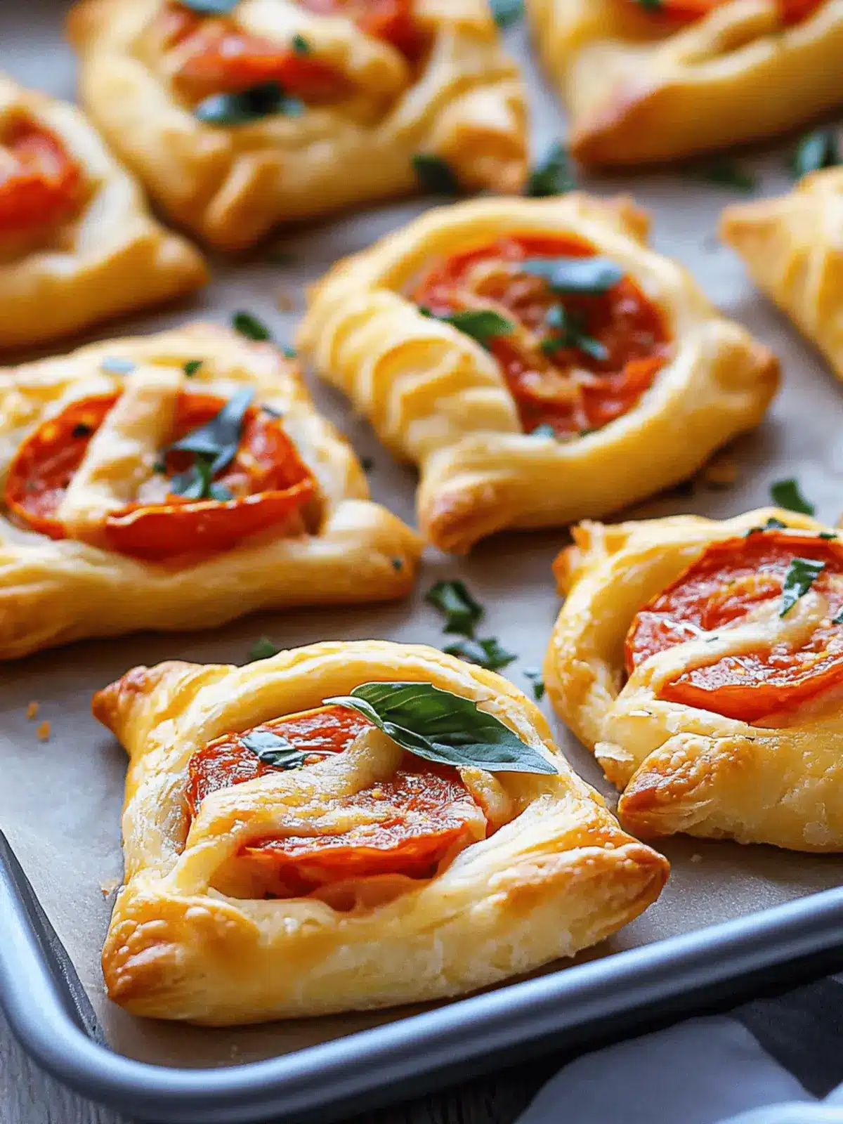 Pepperoni Basil Tomato Puffs