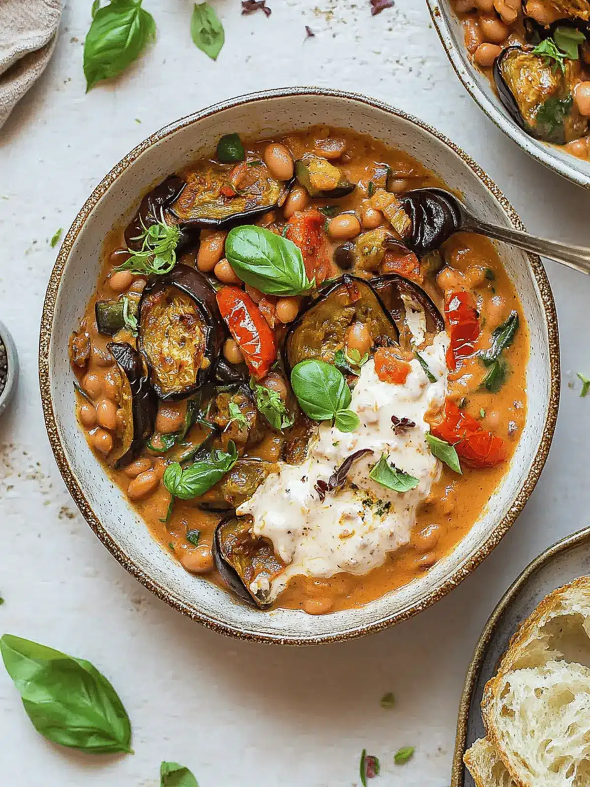 Roasted Aubergine Creamy Tomato Beans (Vegan High-Protein)