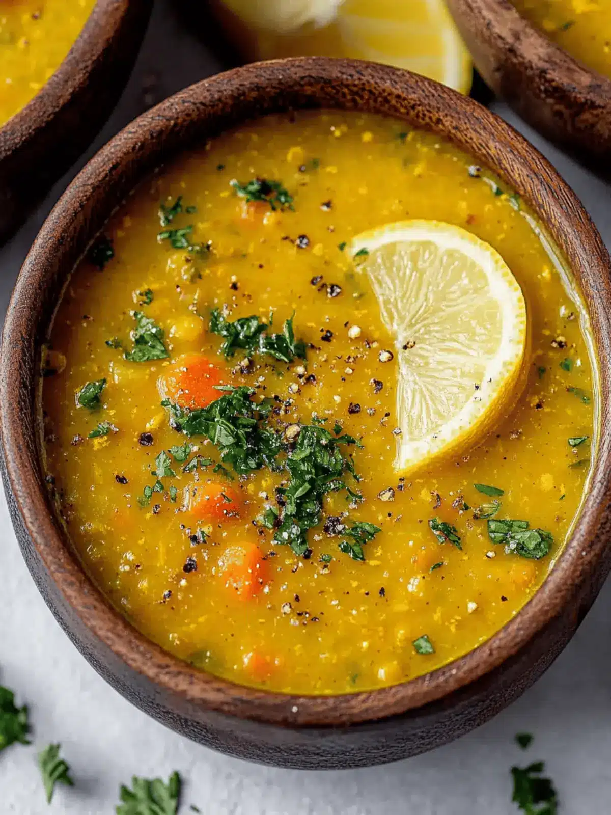 Vegan Lemon Lentil Soup with Turmeric