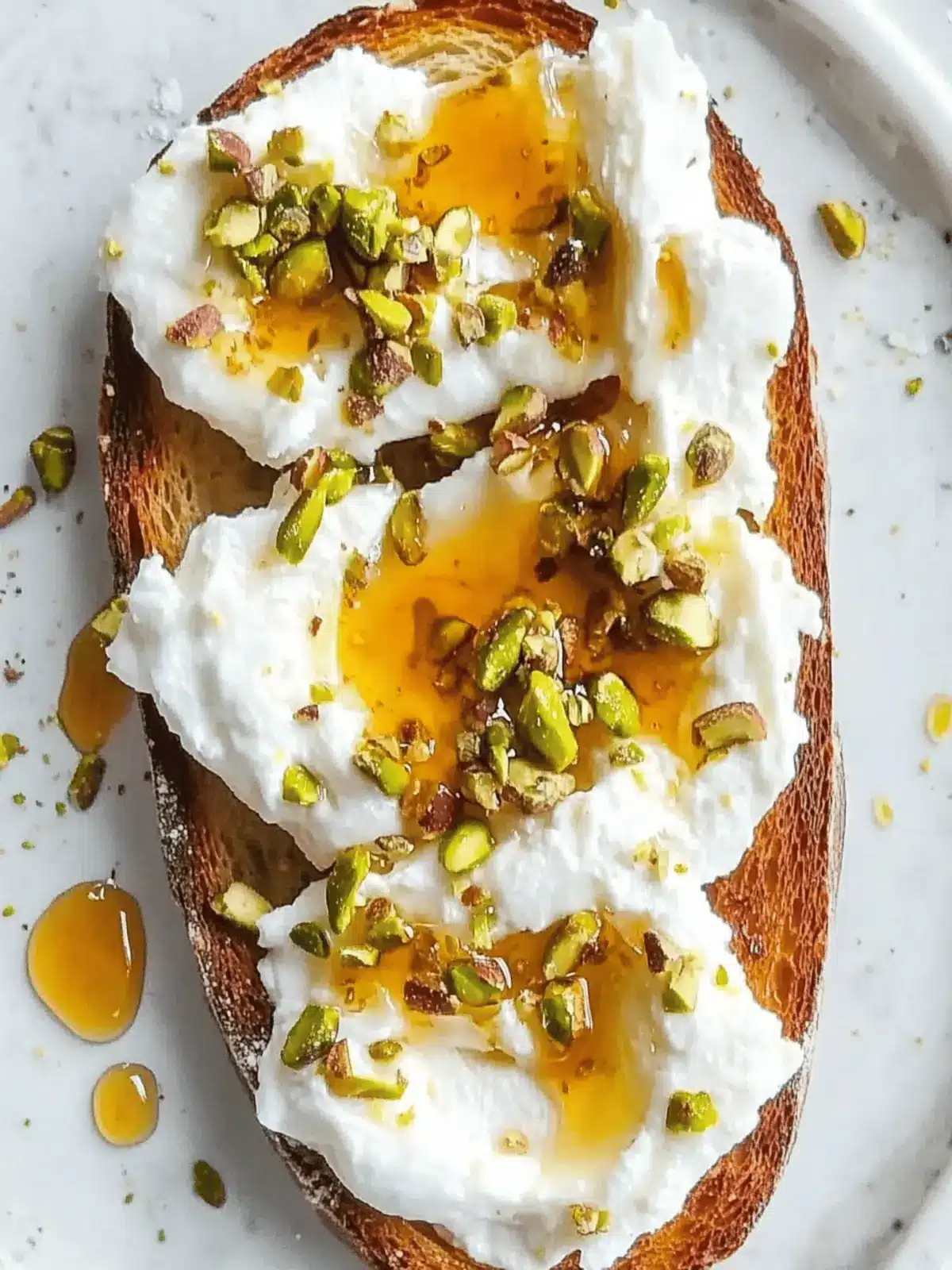 Burrata Toast With Pistachios And Hot Honey
