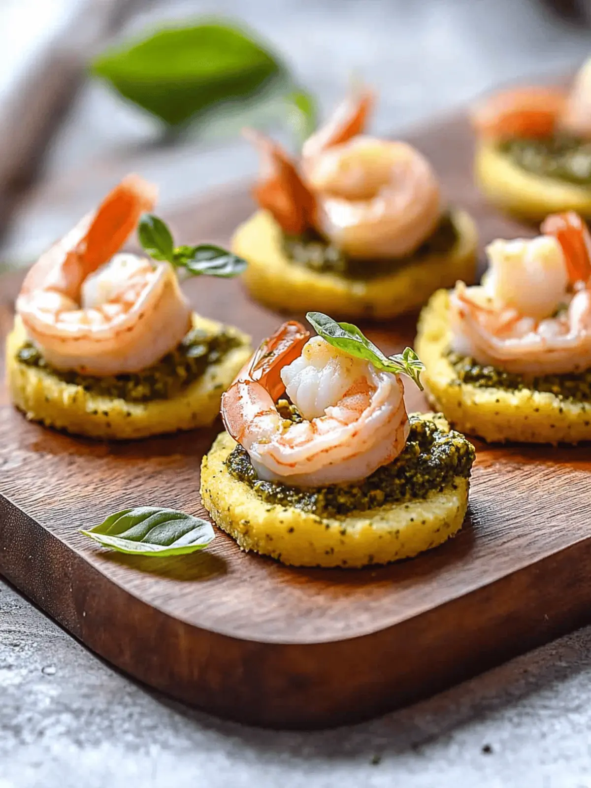 Butter Poached Shrimp and Pesto Polenta Bites