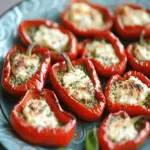 Roasted Red Peppers with Pesto and Goat Cheese
