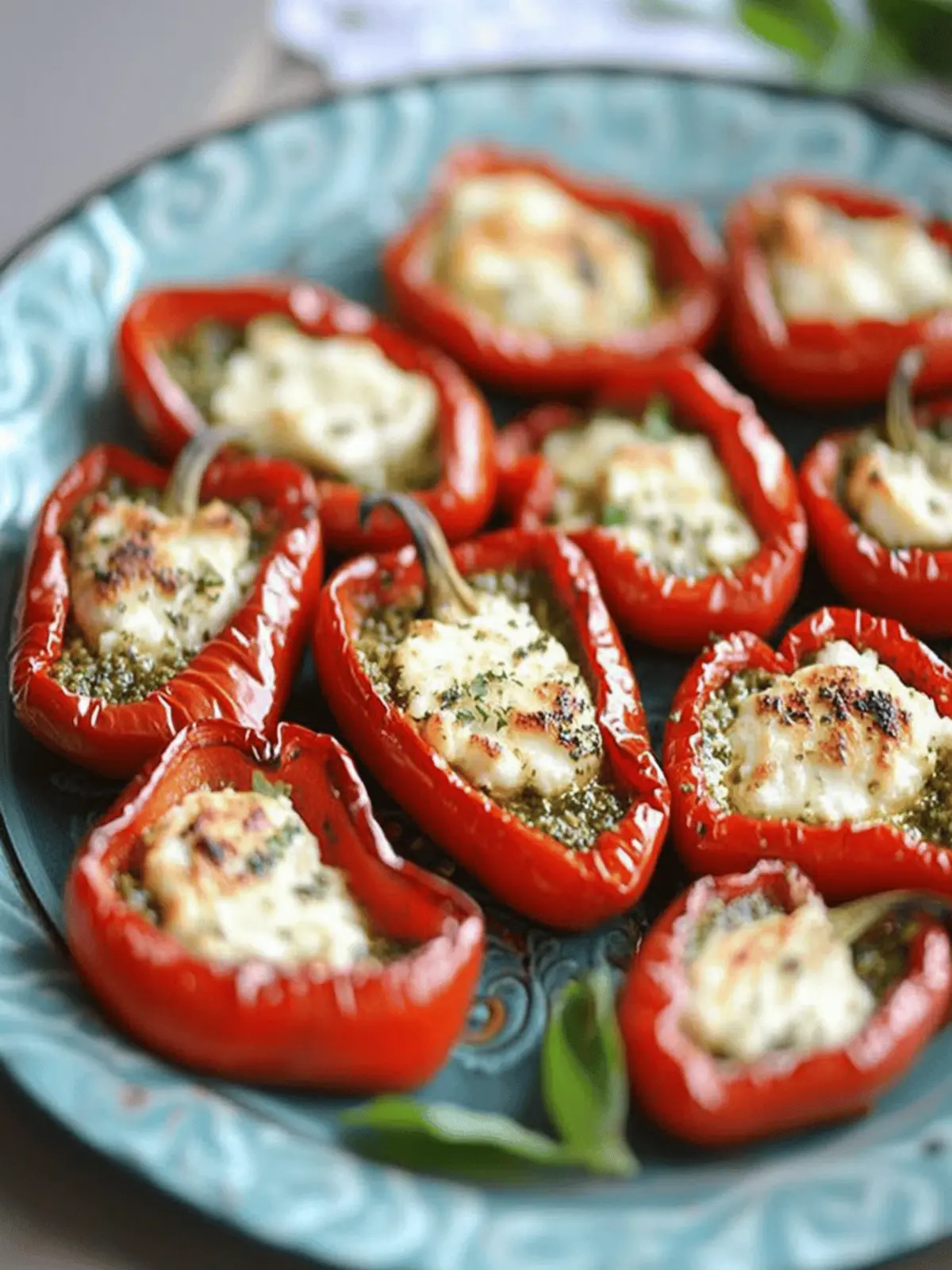Roasted Red Peppers with Pesto and Goat Cheese