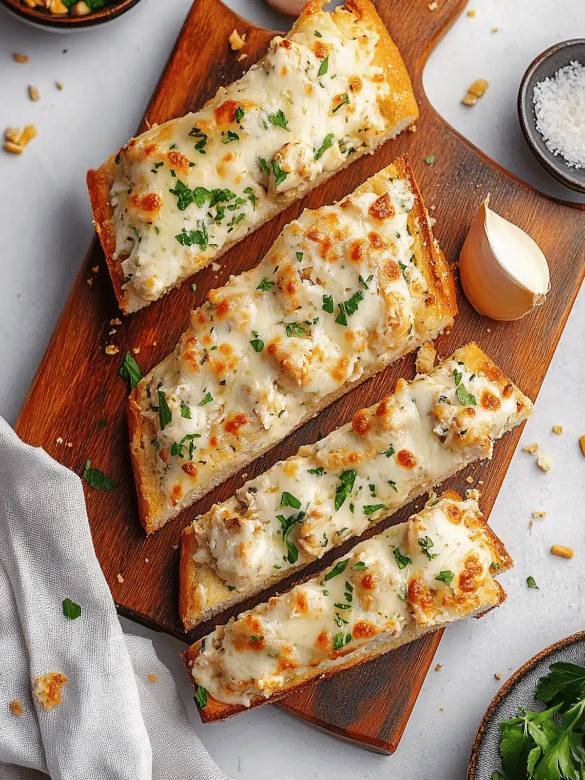 Chicken Alfredo Garlic Bread