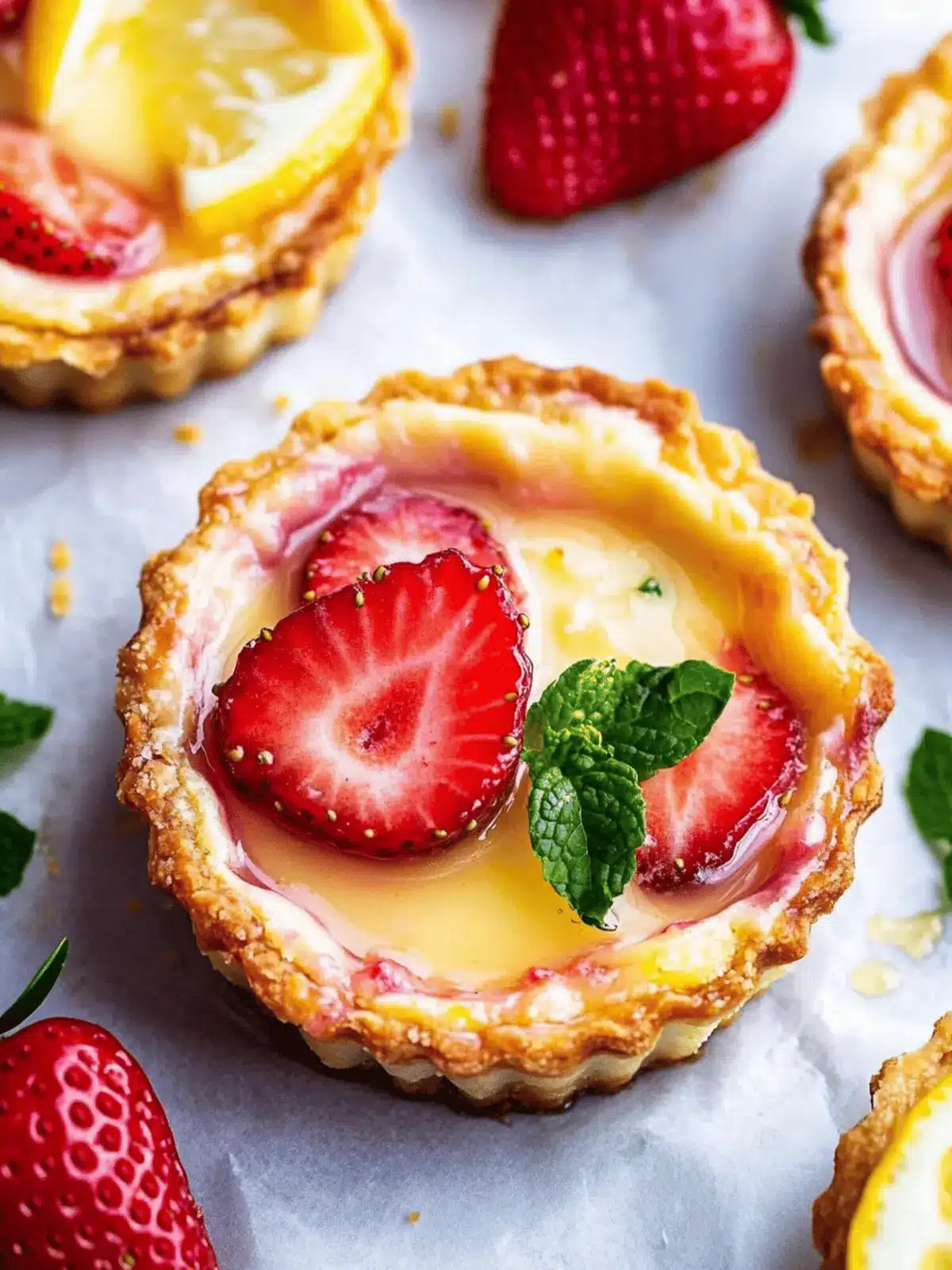 Strawberry Honey Custard Tarts with Lemon Curd
