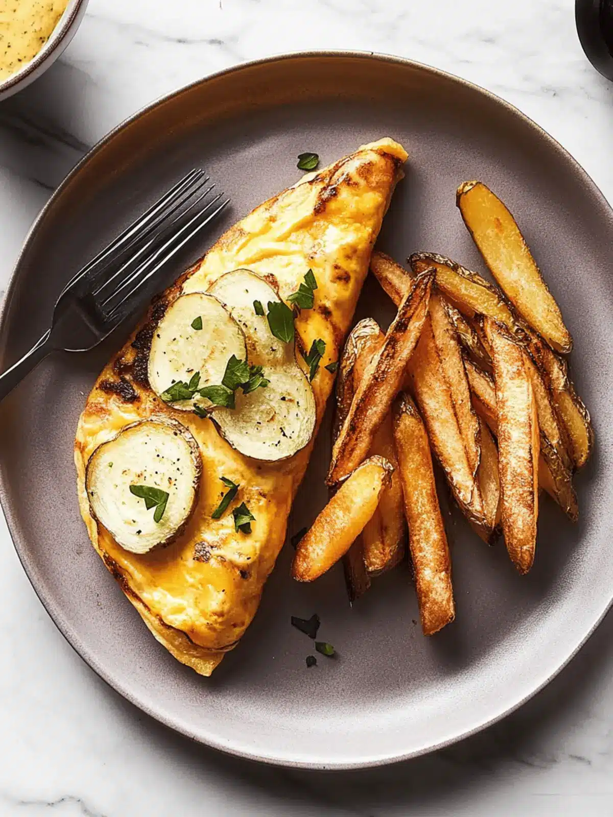 Omelette des Oignons et des Frites