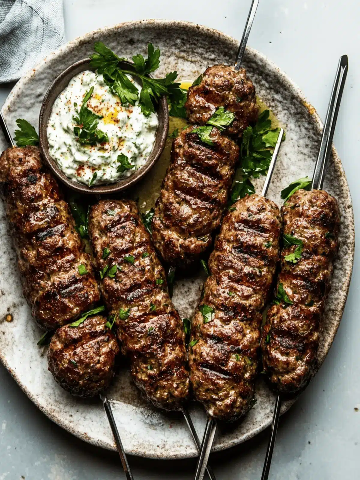 Beef Kofta Kebabs with Tzatziki