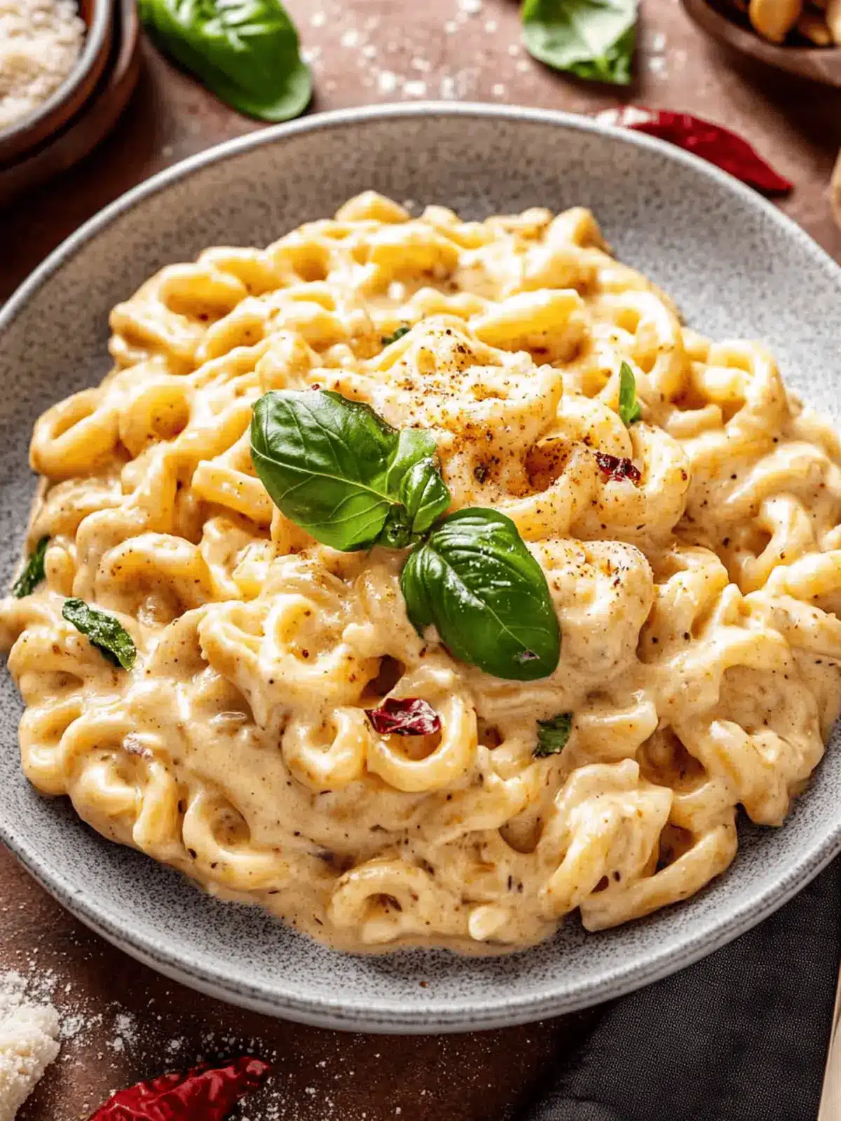 Spicy Calabrian Chili Alfredo Sauce with Trottole Pasta