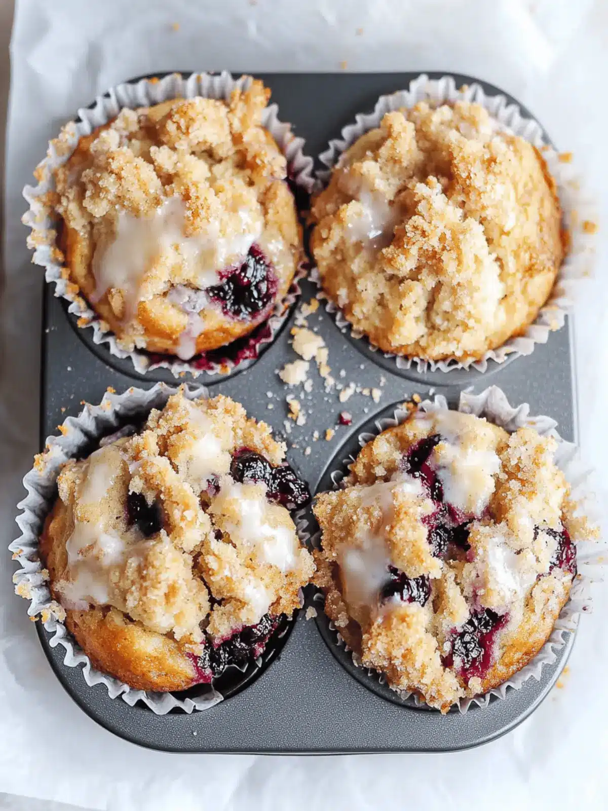Blackberry Greek Yogurt Crumb Muffins
