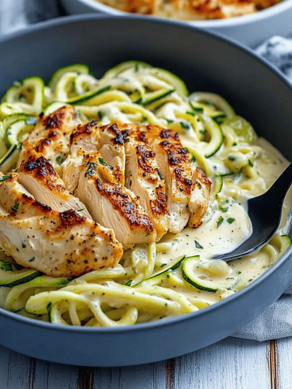 Zucchini Noodle Chicken Alfredo
