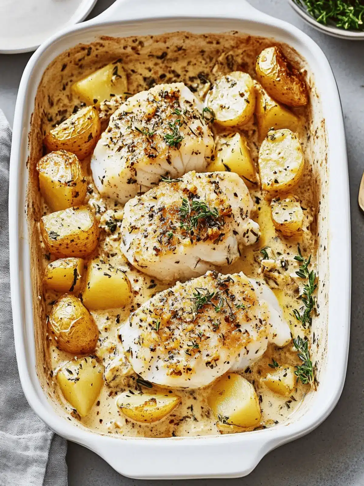 Cod & Potatoes in Rosemary Cream Sauce