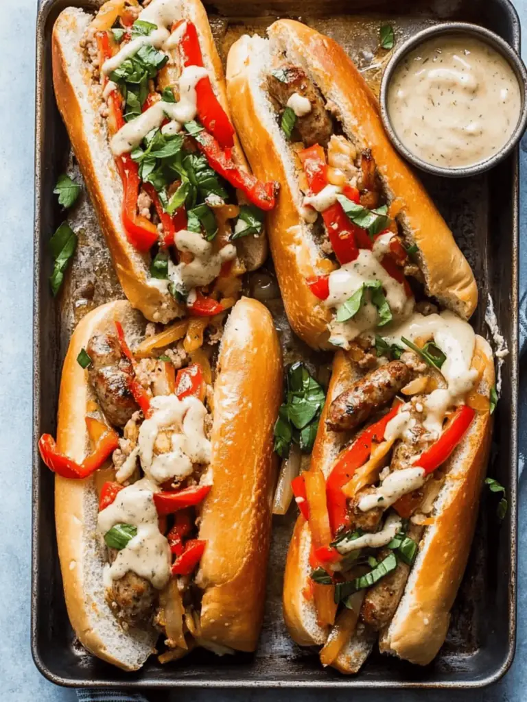 Sheet Pan Italian Sausage Heros with Honey Mustard