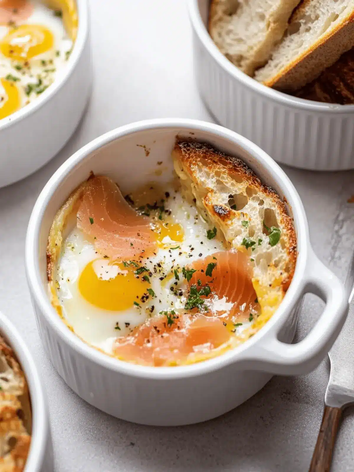 Eggs en Cocotte (Baked Eggs with Smoked Salmon)