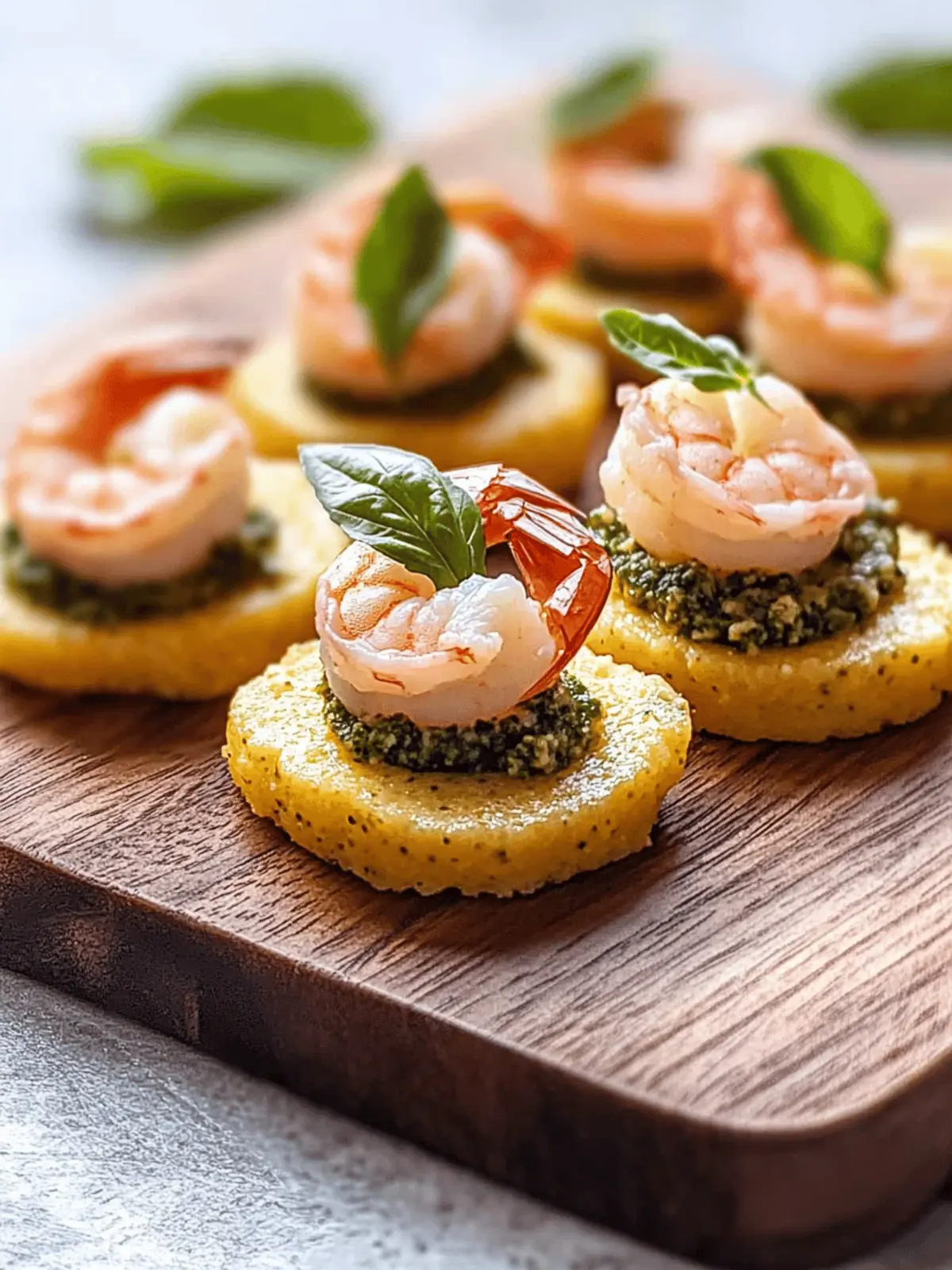 Butter Poached Shrimp and Pesto Polenta Bites