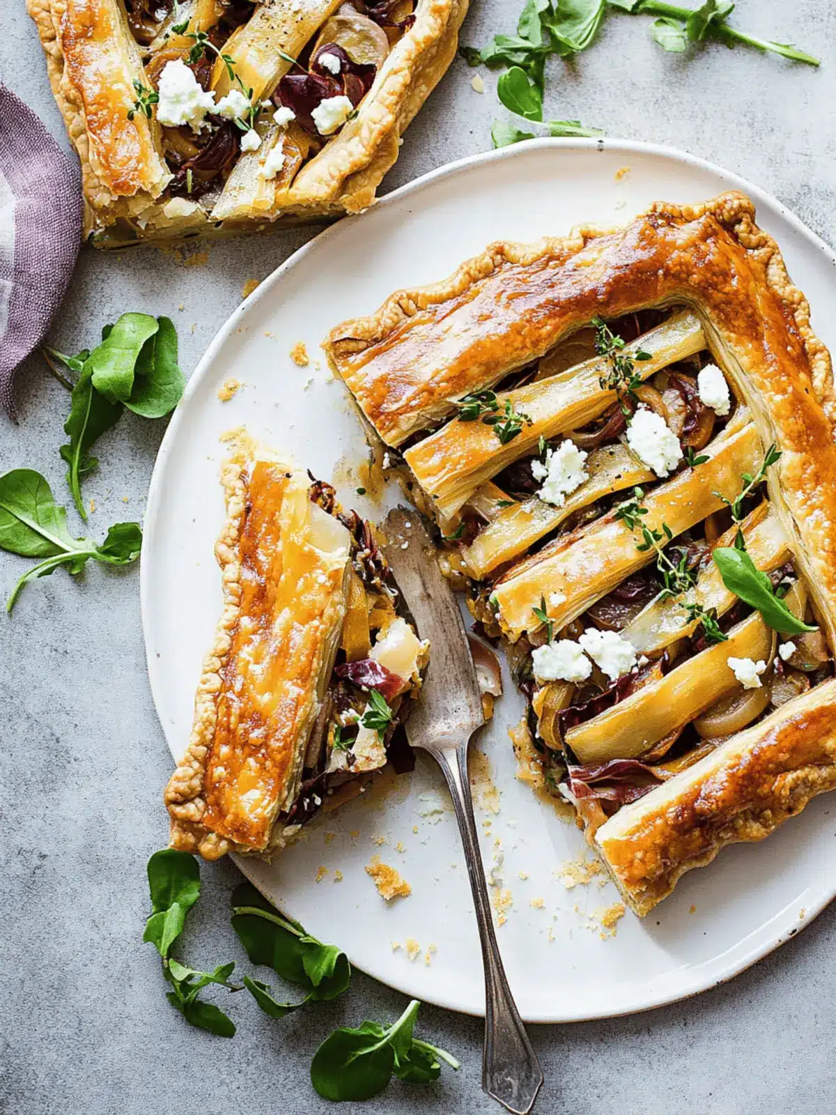 Butternut Squash Pie with Shallots, Radicchio, and Feta