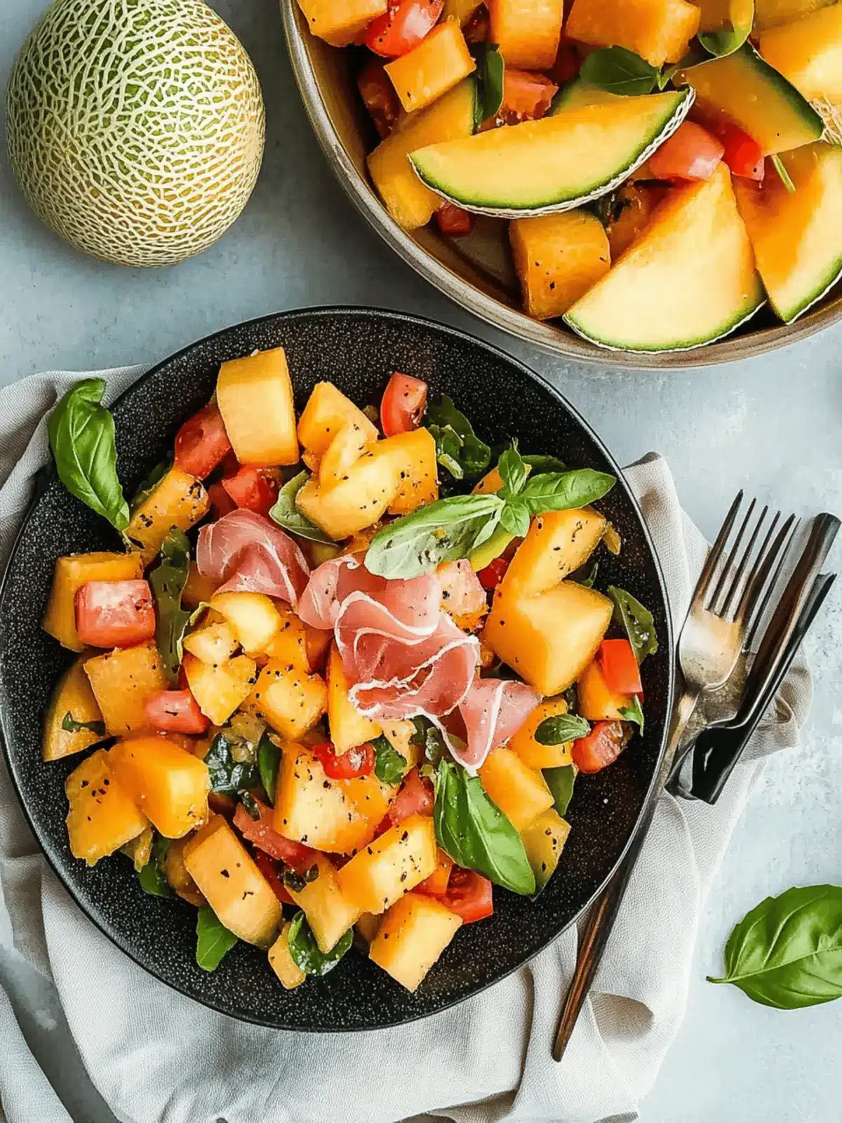 Summer Panzanella Salad with Cantaloupe and Prosciutto