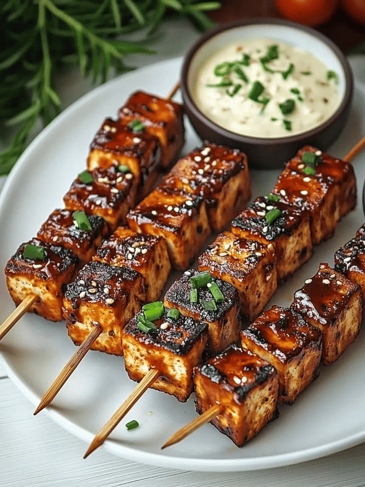 Korean Vegan BBQ Tofu Skewers