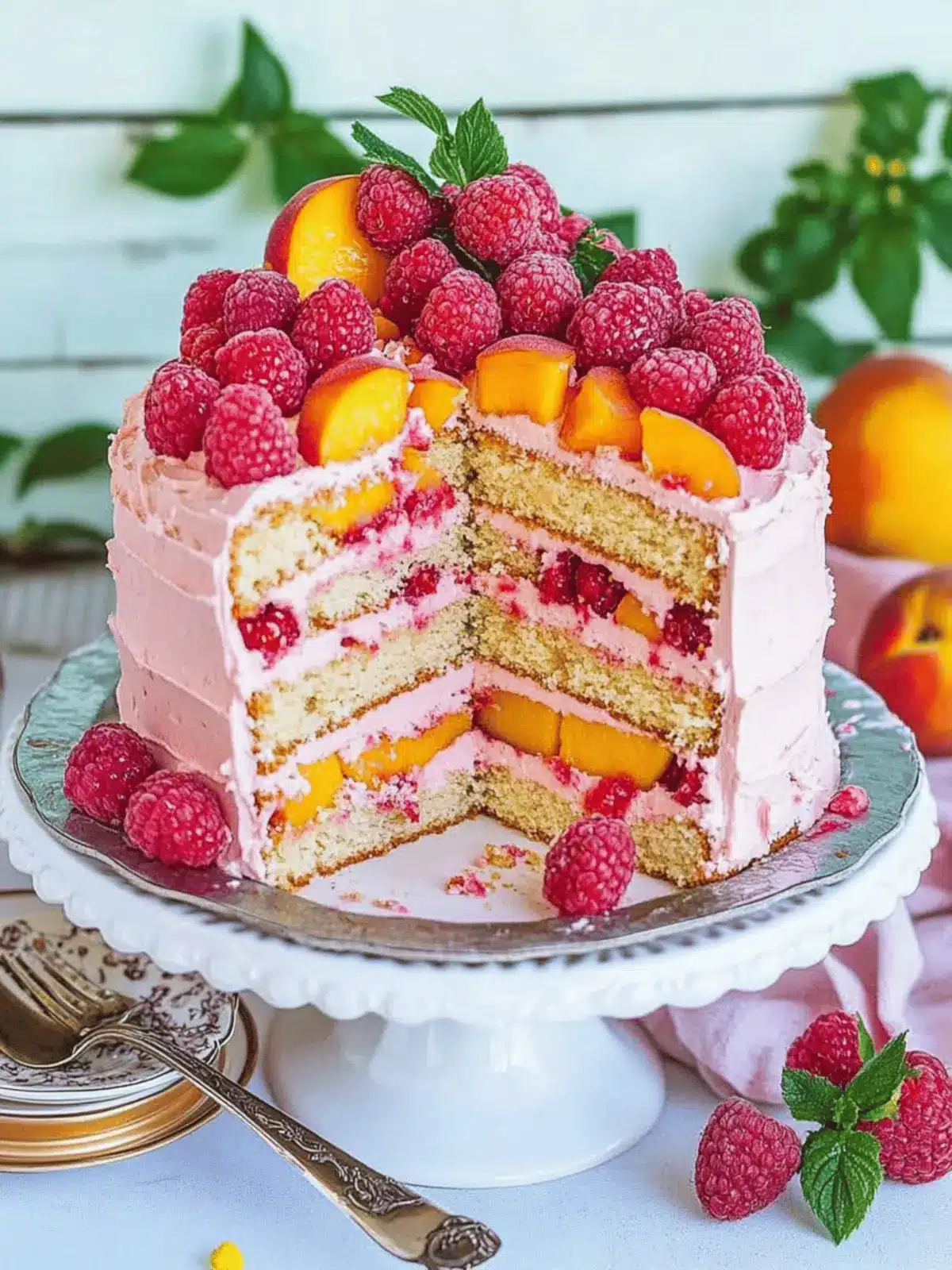 Raspberry Peach Cake