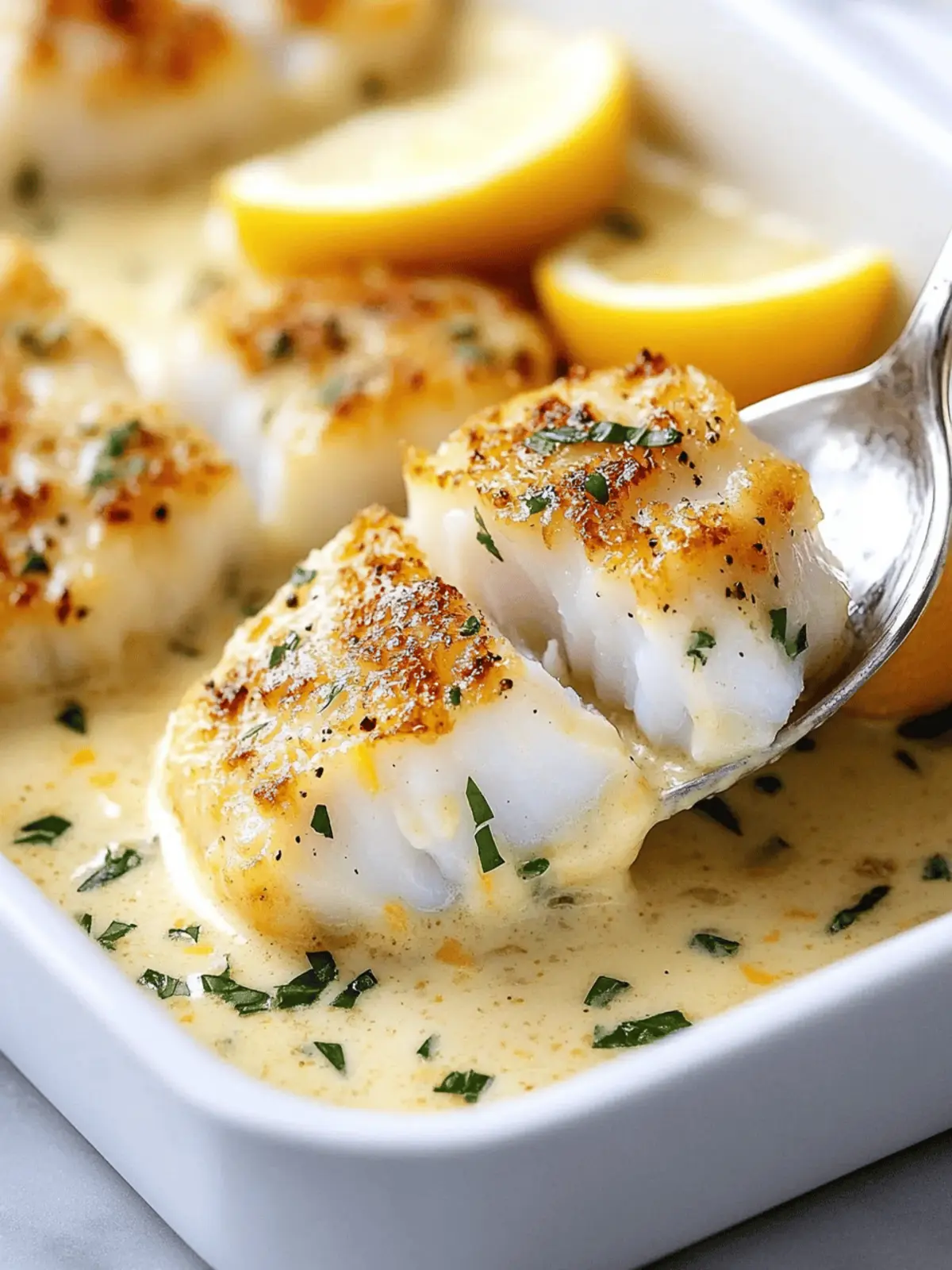 Baked Cod in Coconut Lemon Cream Sauce
