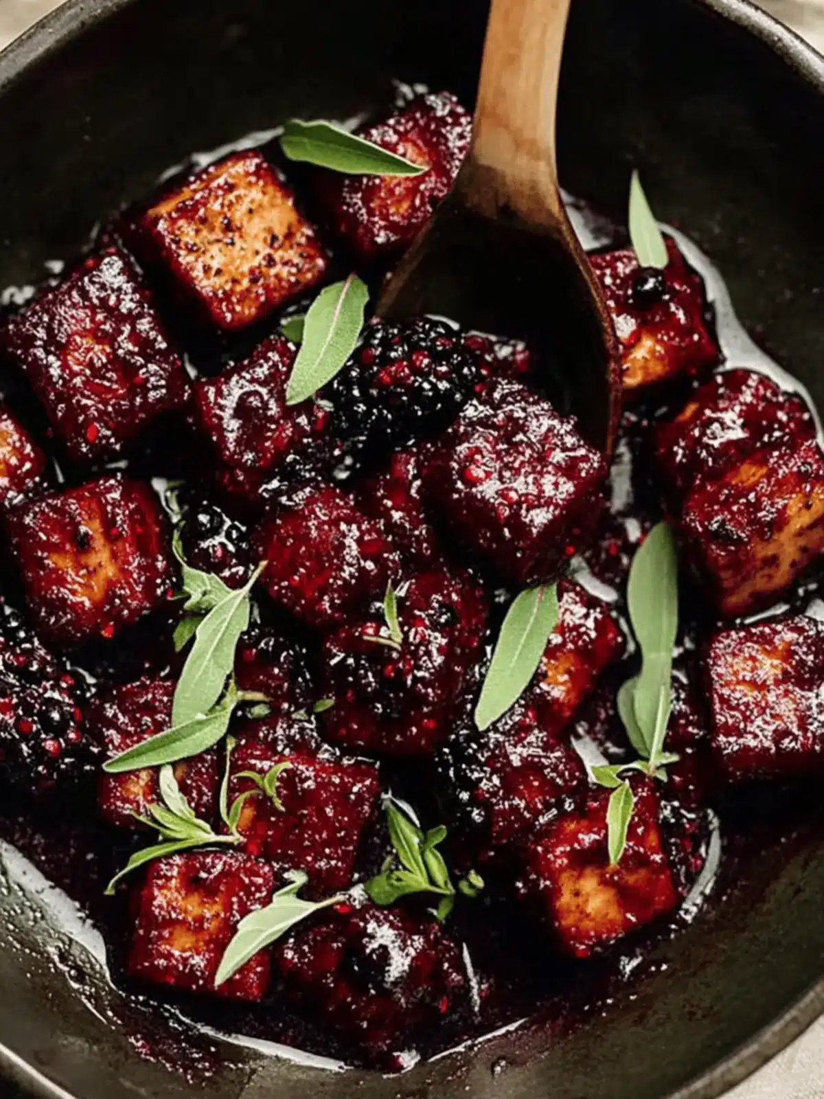 Blackberry Glazed Tofu with Black Pepper & Chili