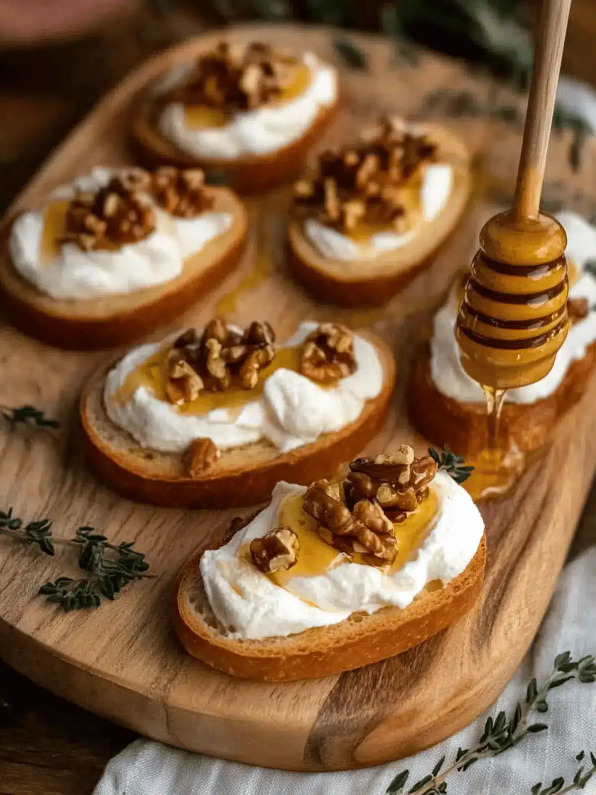 Whipped Ricotta Crostini with Walnuts & Salted Honey