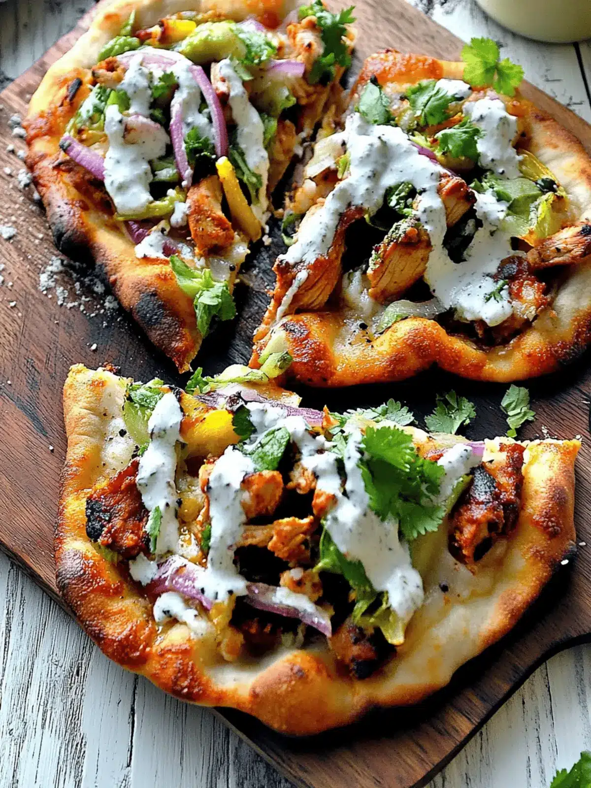 Tandoori Chicken Naan Pizza