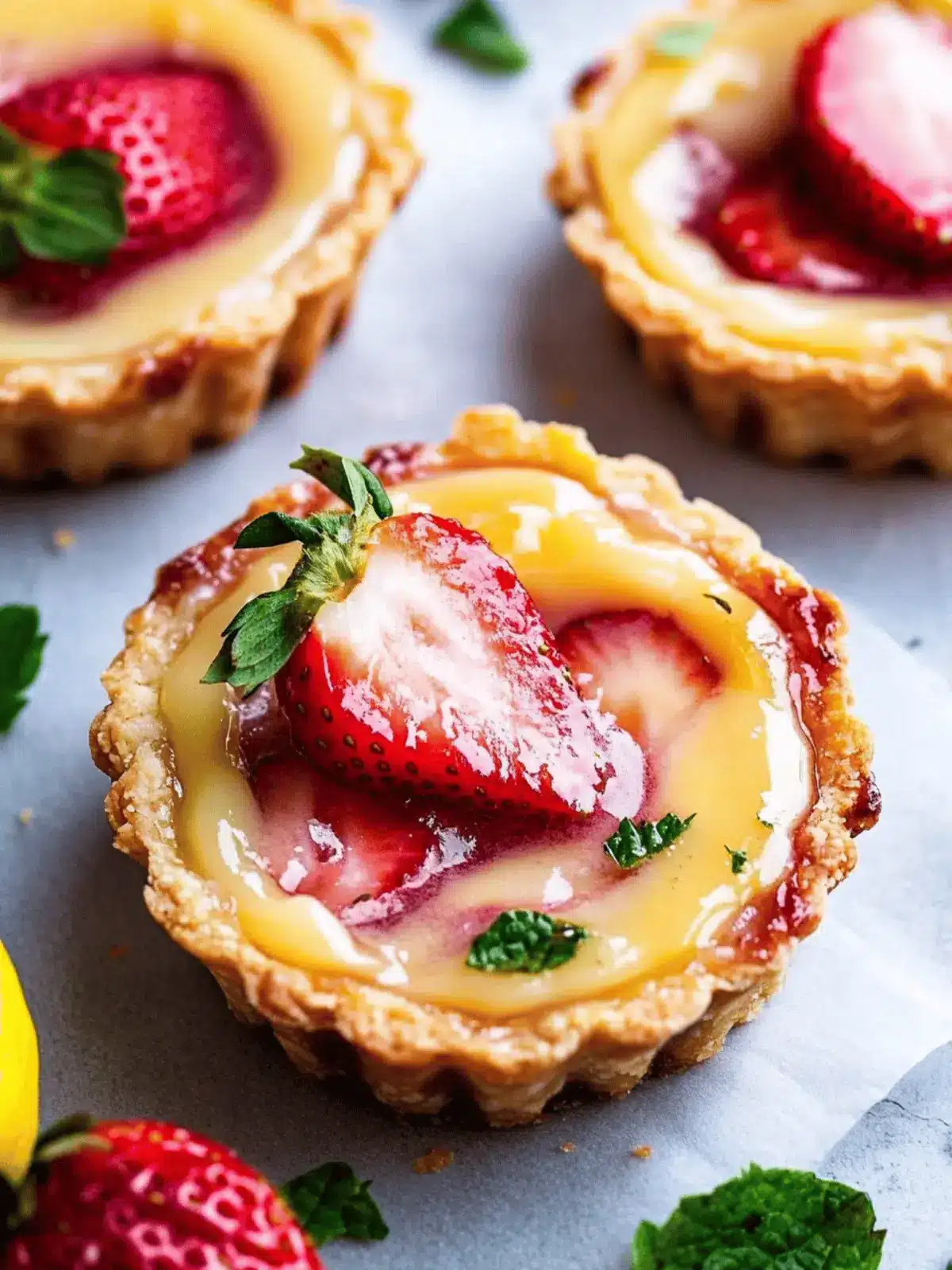 Strawberry Honey Custard Tarts with Lemon Curd
