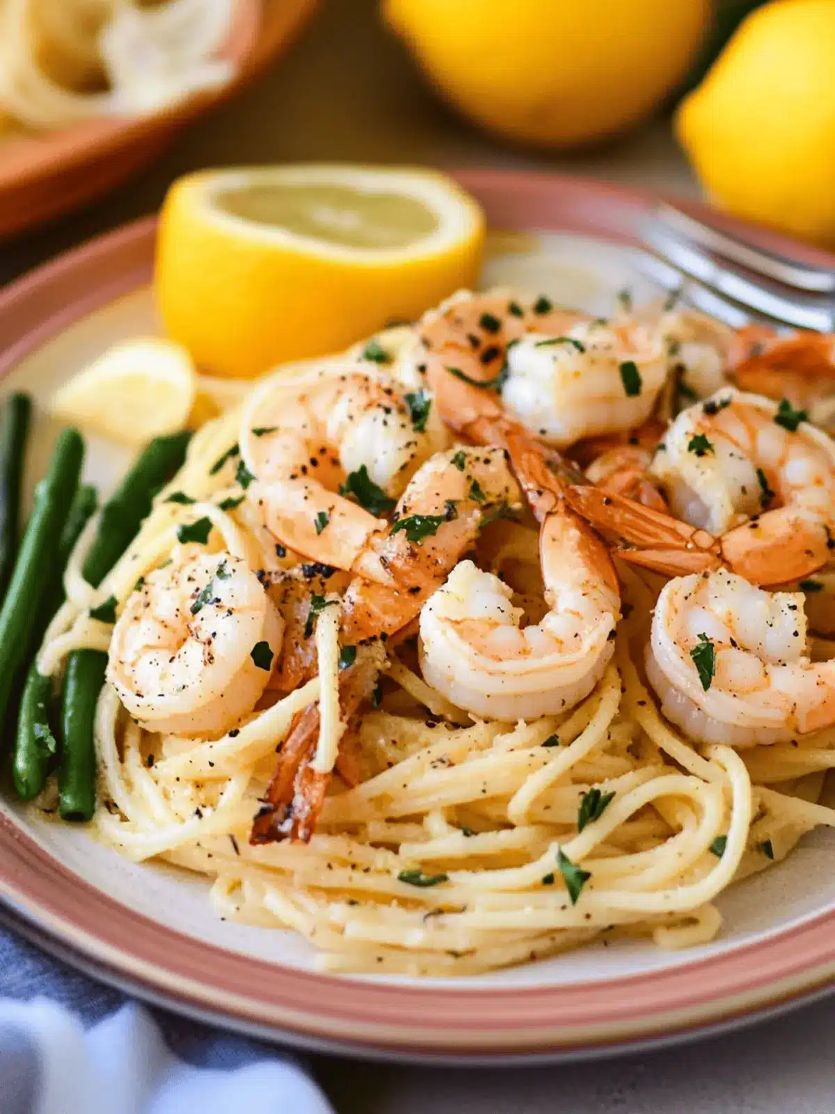 Baked Lemon Garlic Shrimp with Pasta