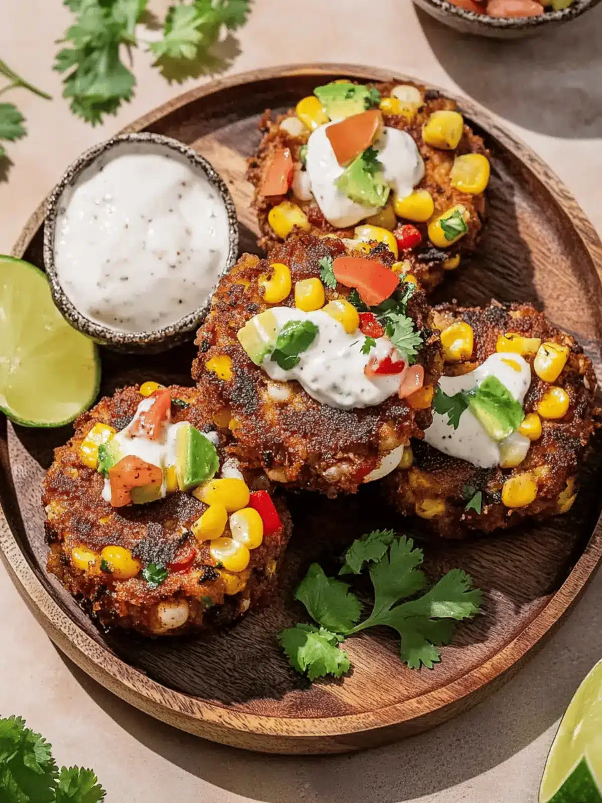 Ancho Chile Corn and Poblano Crab Cakes
