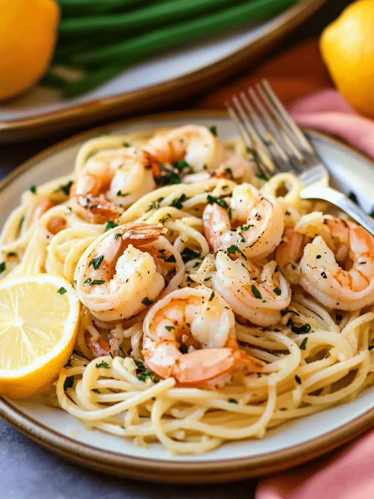Baked Lemon Garlic Shrimp with Pasta