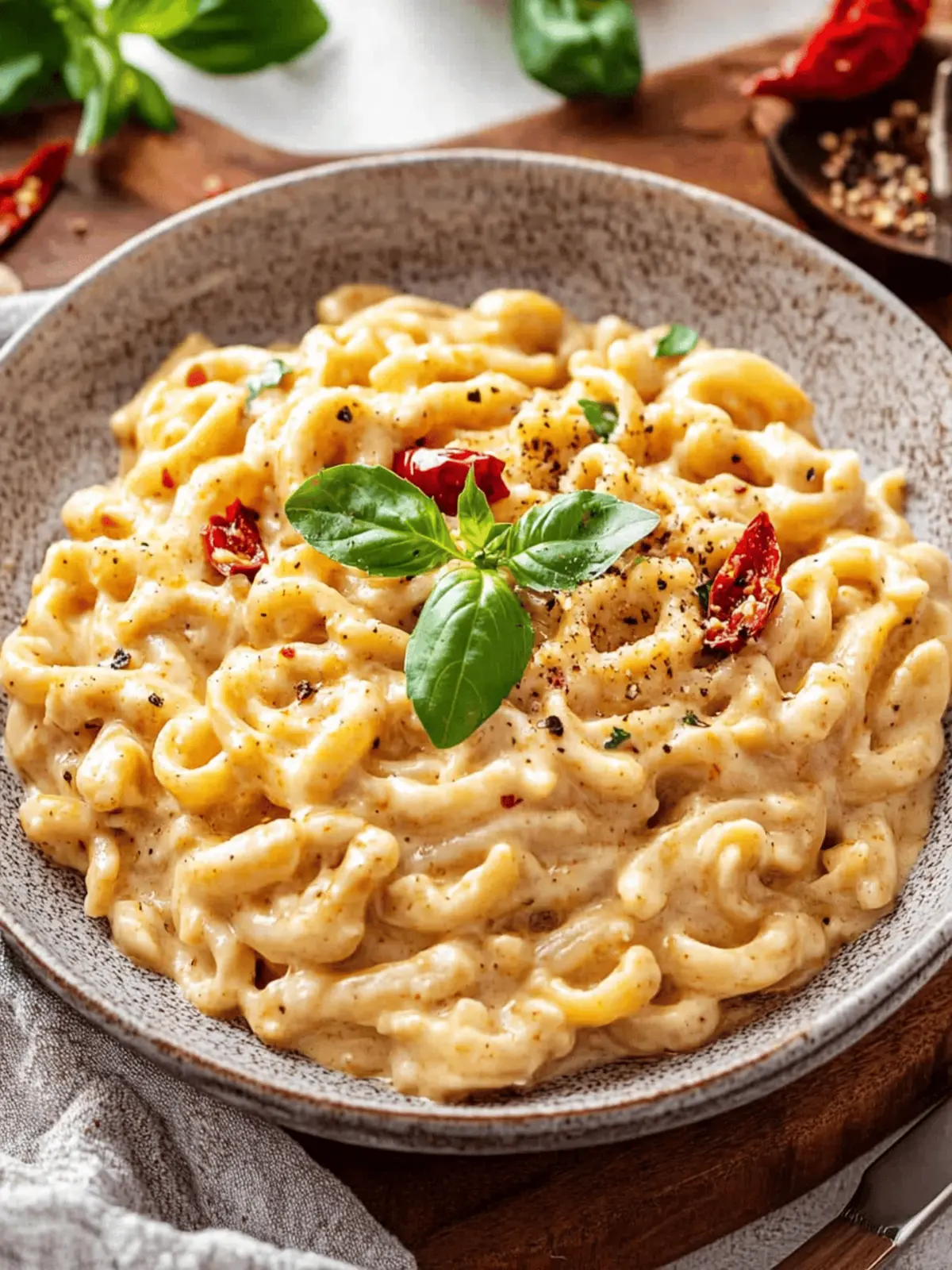 Spicy Calabrian Chili Alfredo Sauce with Trottole Pasta