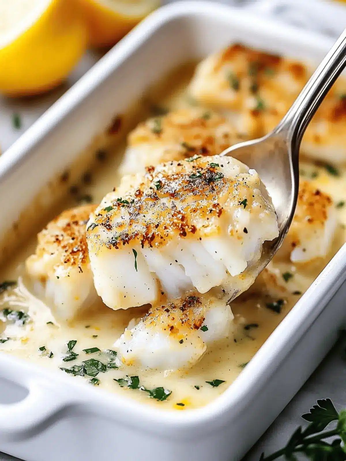 Baked Cod in Coconut Lemon Cream Sauce