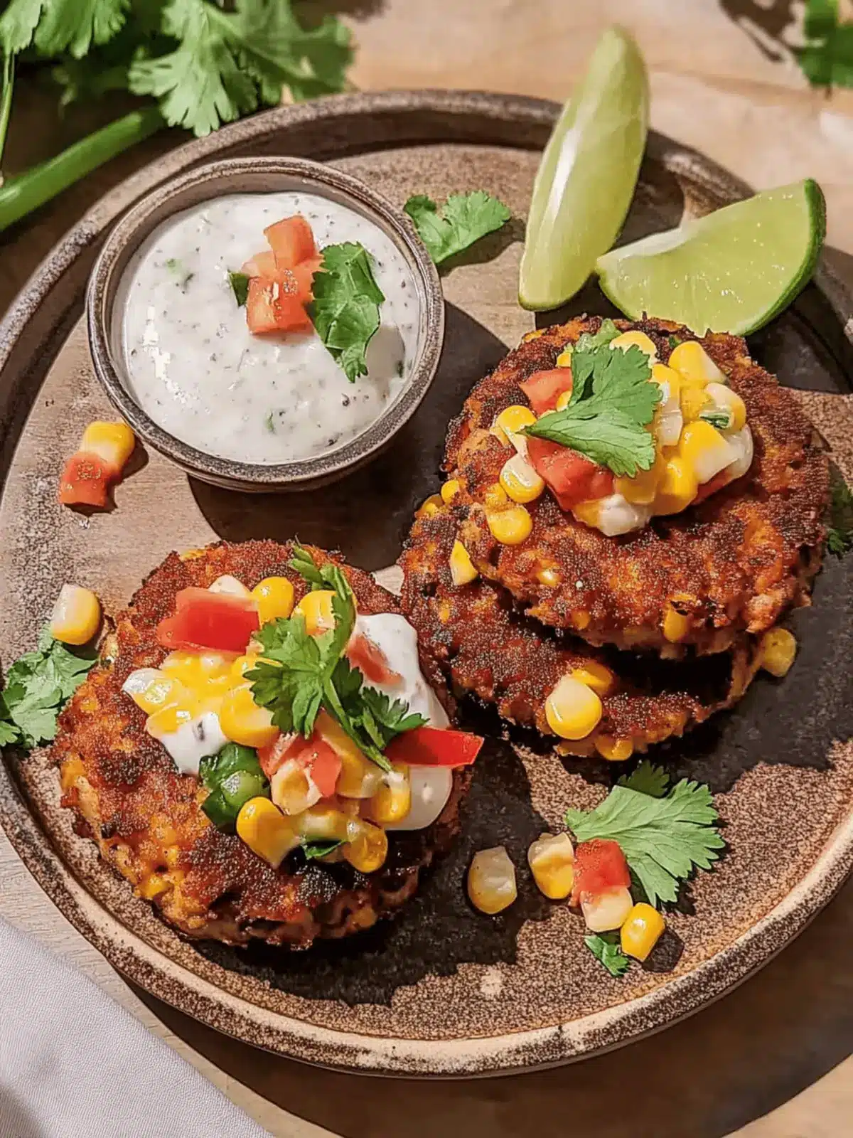 Ancho Chile Corn and Poblano Crab Cakes