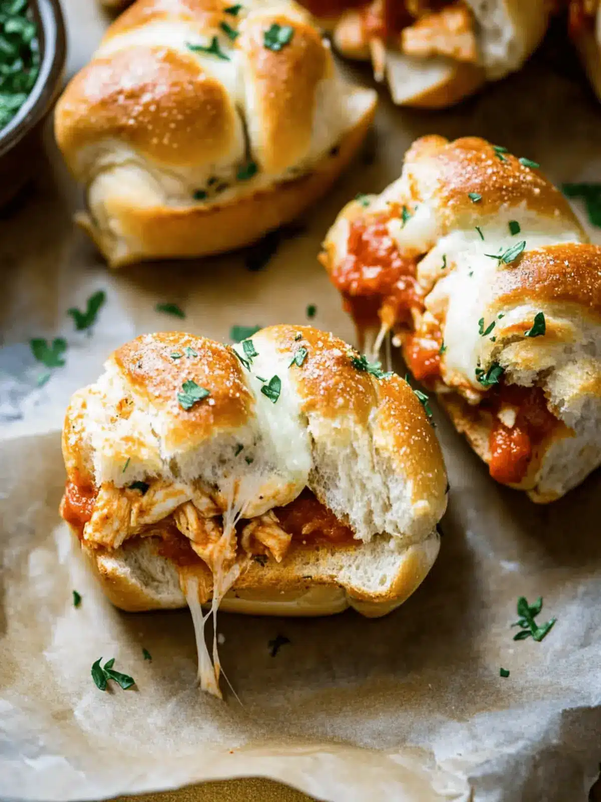 Garlic Knot Chicken Parmesan Sandwiches