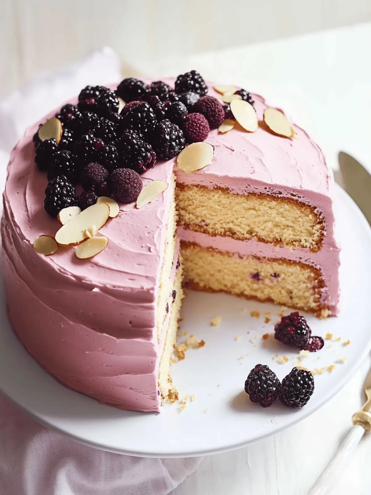Almond Layer Cake with Blackberry Buttercream