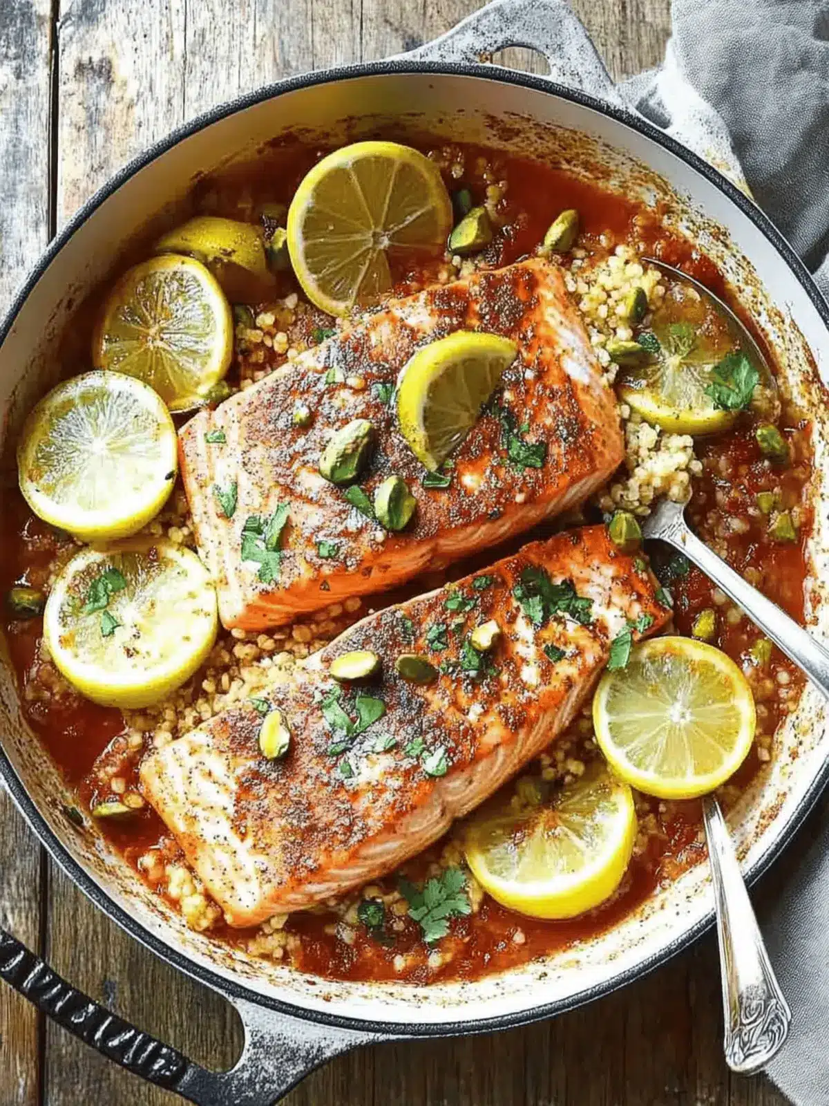 Spicy Moroccan Salmon with Pistachio Couscous