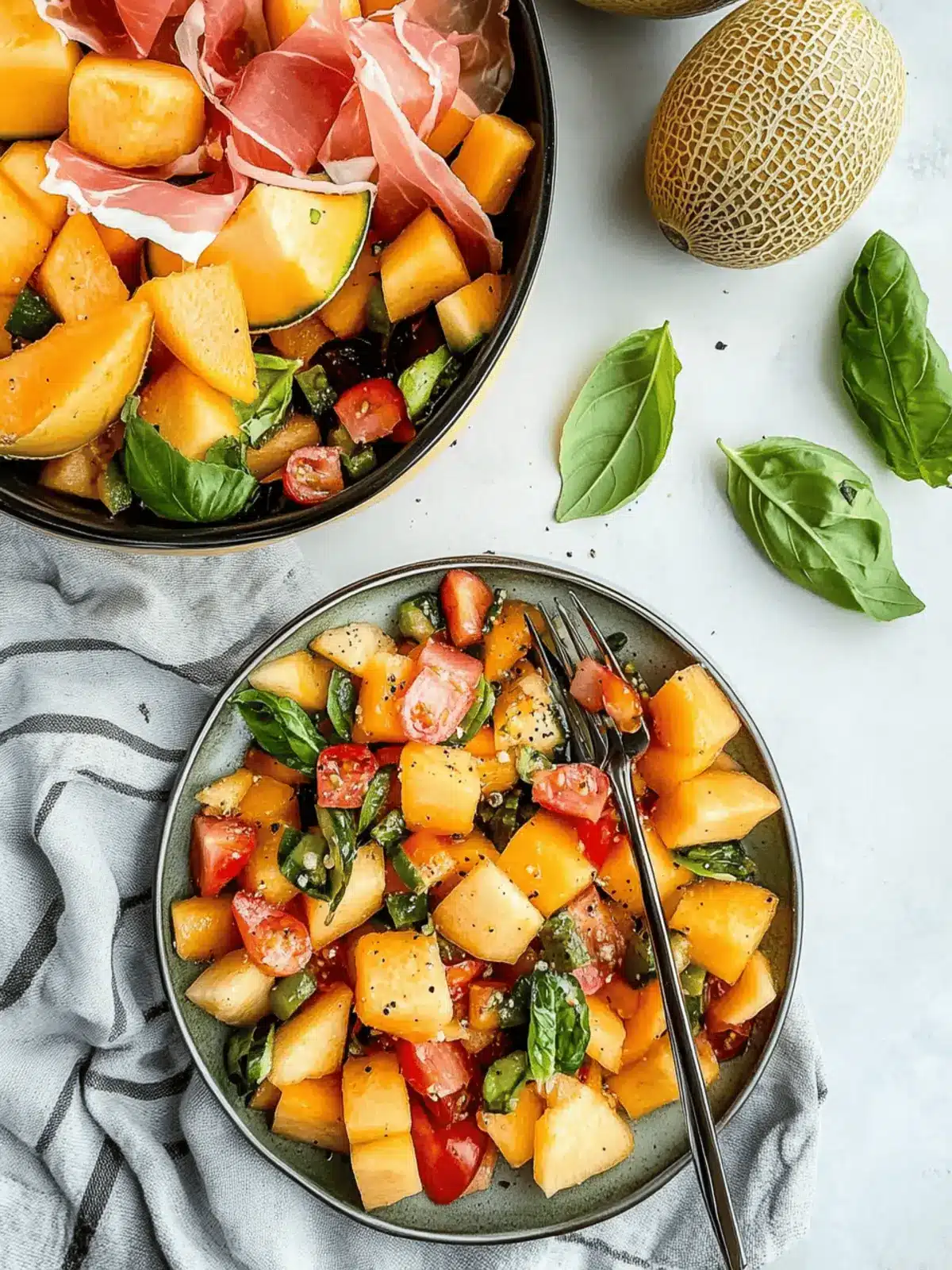 Summer Panzanella Salad with Cantaloupe and Prosciutto