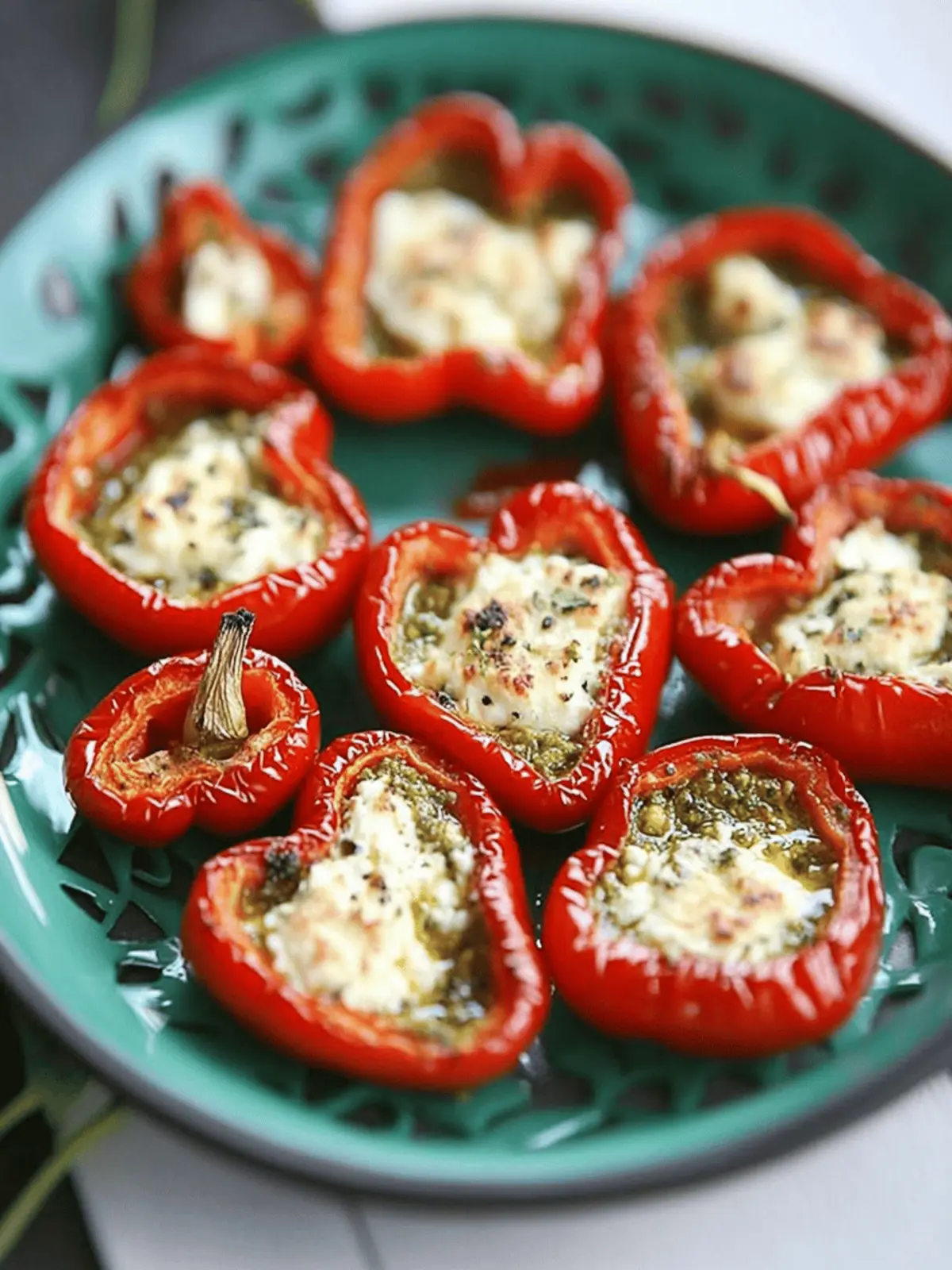 Roasted Red Peppers with Pesto and Goat Cheese