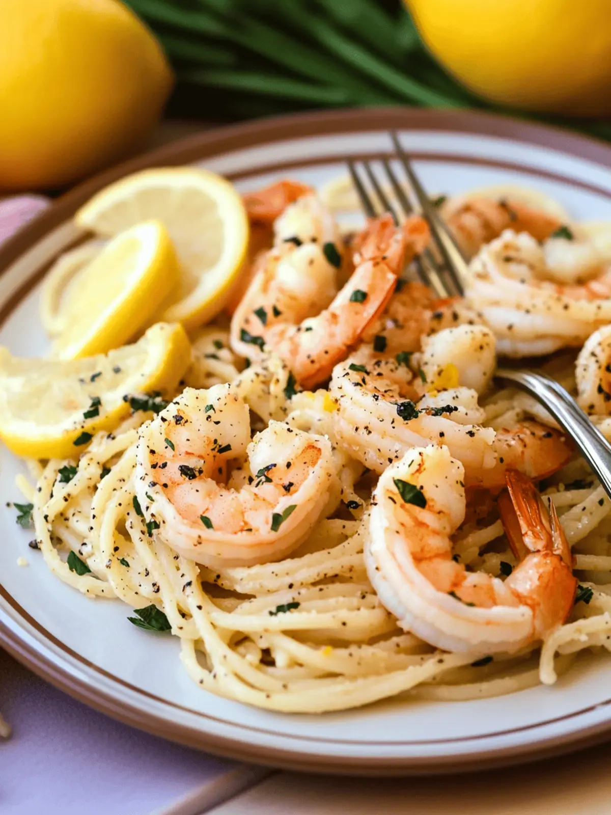 Baked Lemon Garlic Shrimp with Pasta