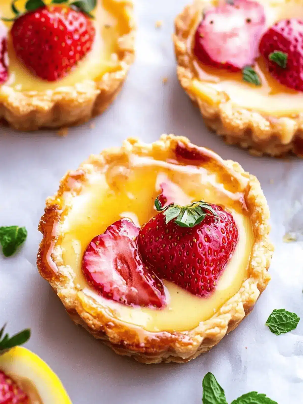 Strawberry Honey Custard Tarts with Lemon Curd
