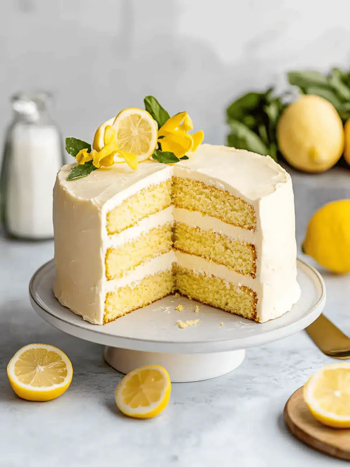 Vegan Lemon Cake With Lemon Cream Cheese Frosting