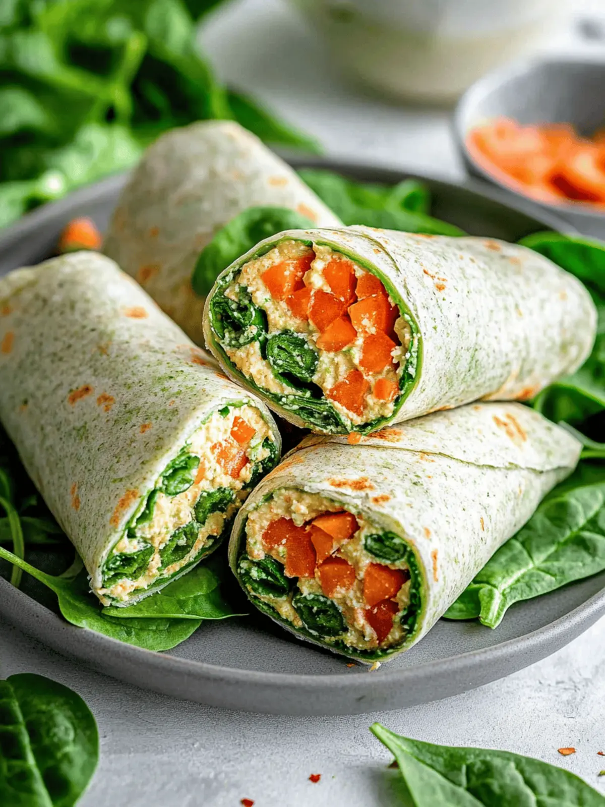 Veggie Spinach Wraps with Hummus