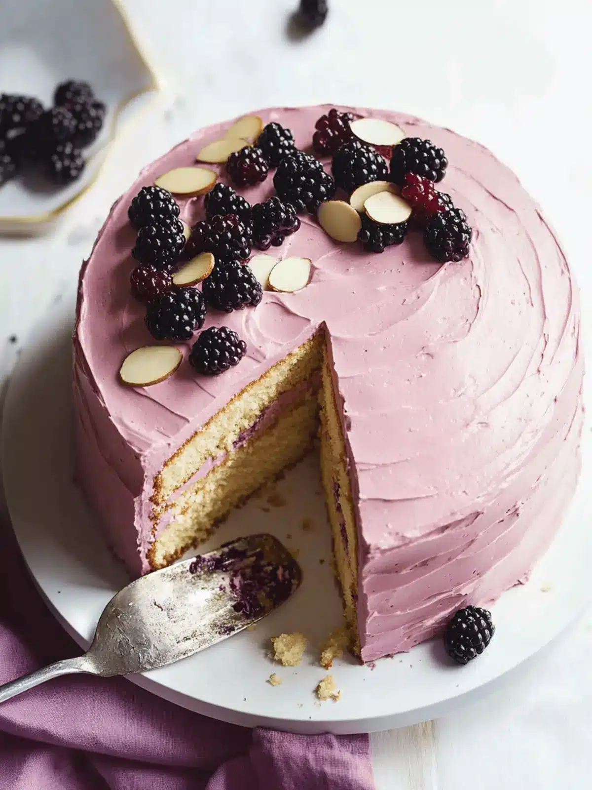 Almond Layer Cake with Blackberry Buttercream