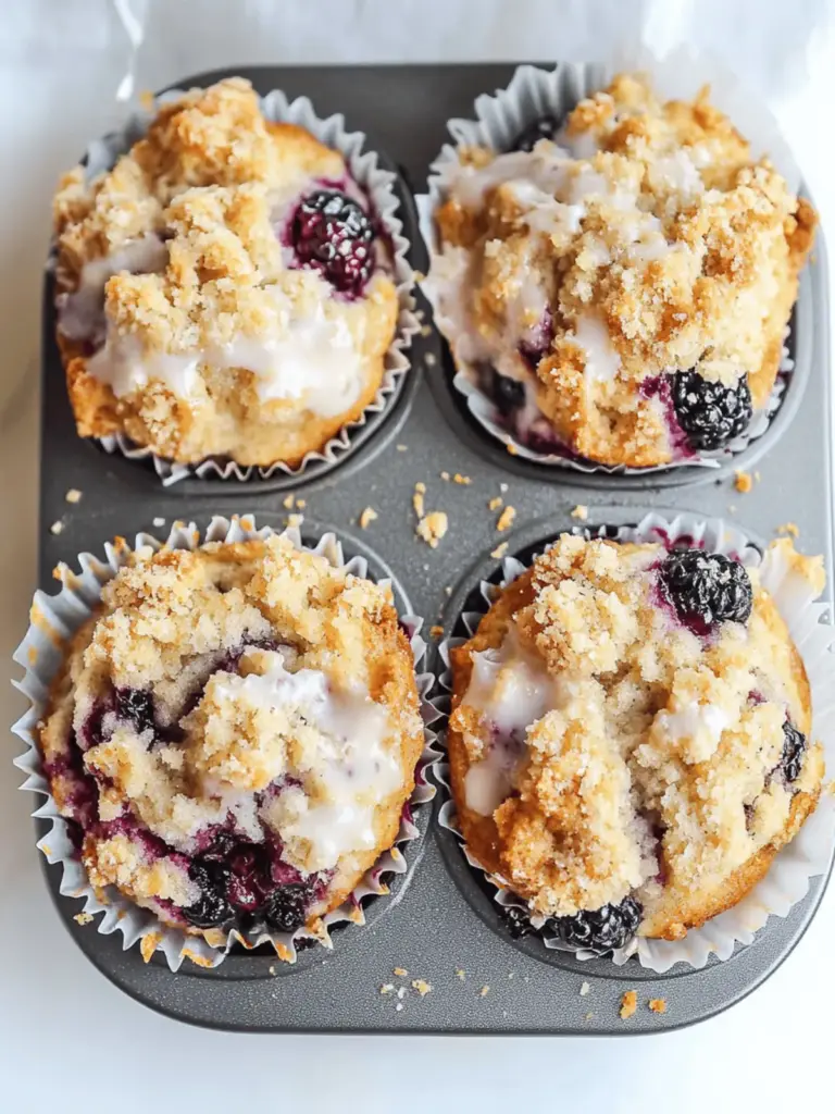 Blackberry Greek Yogurt Crumb Muffins