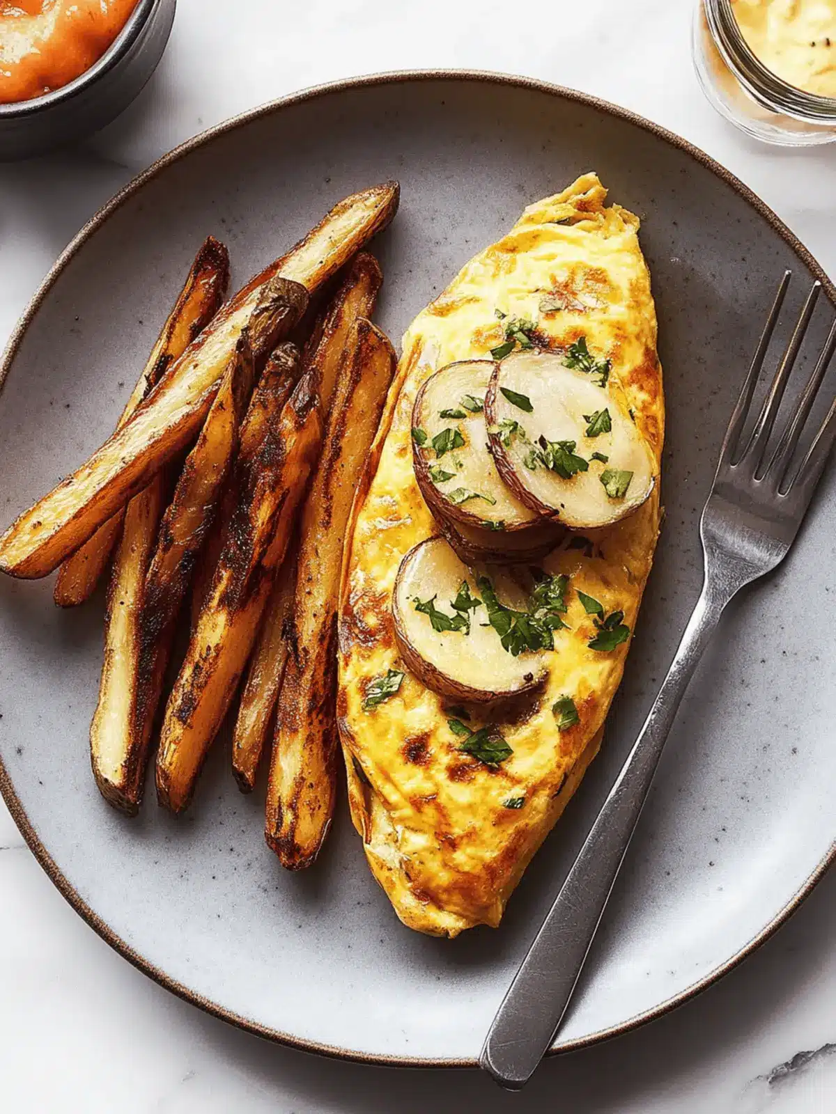 Omelette des Oignons et des Frites