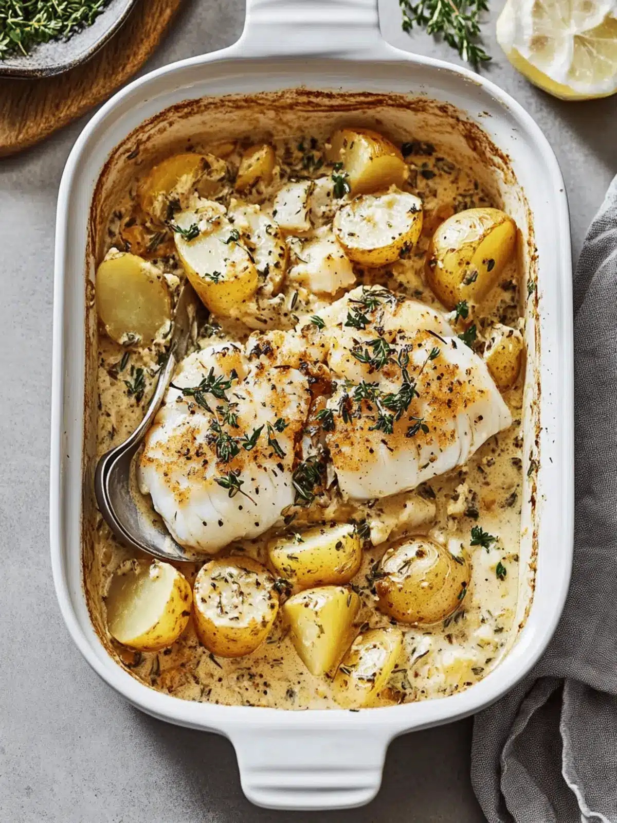 Cod & Potatoes in Rosemary Cream Sauce