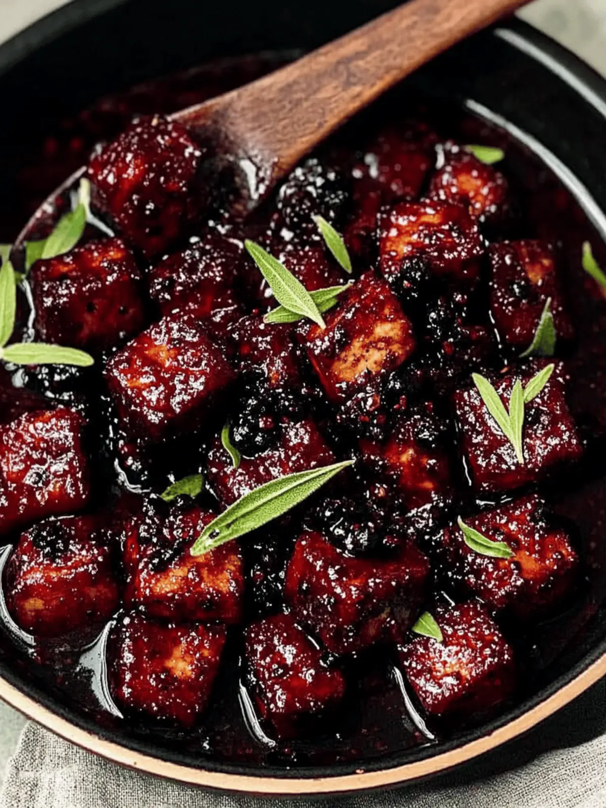 Blackberry Glazed Tofu with Black Pepper & Chili