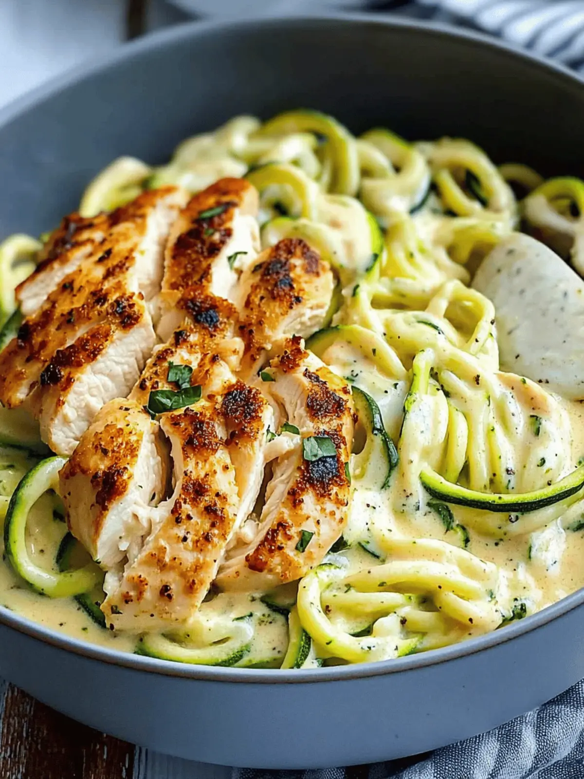 Zucchini Noodle Chicken Alfredo