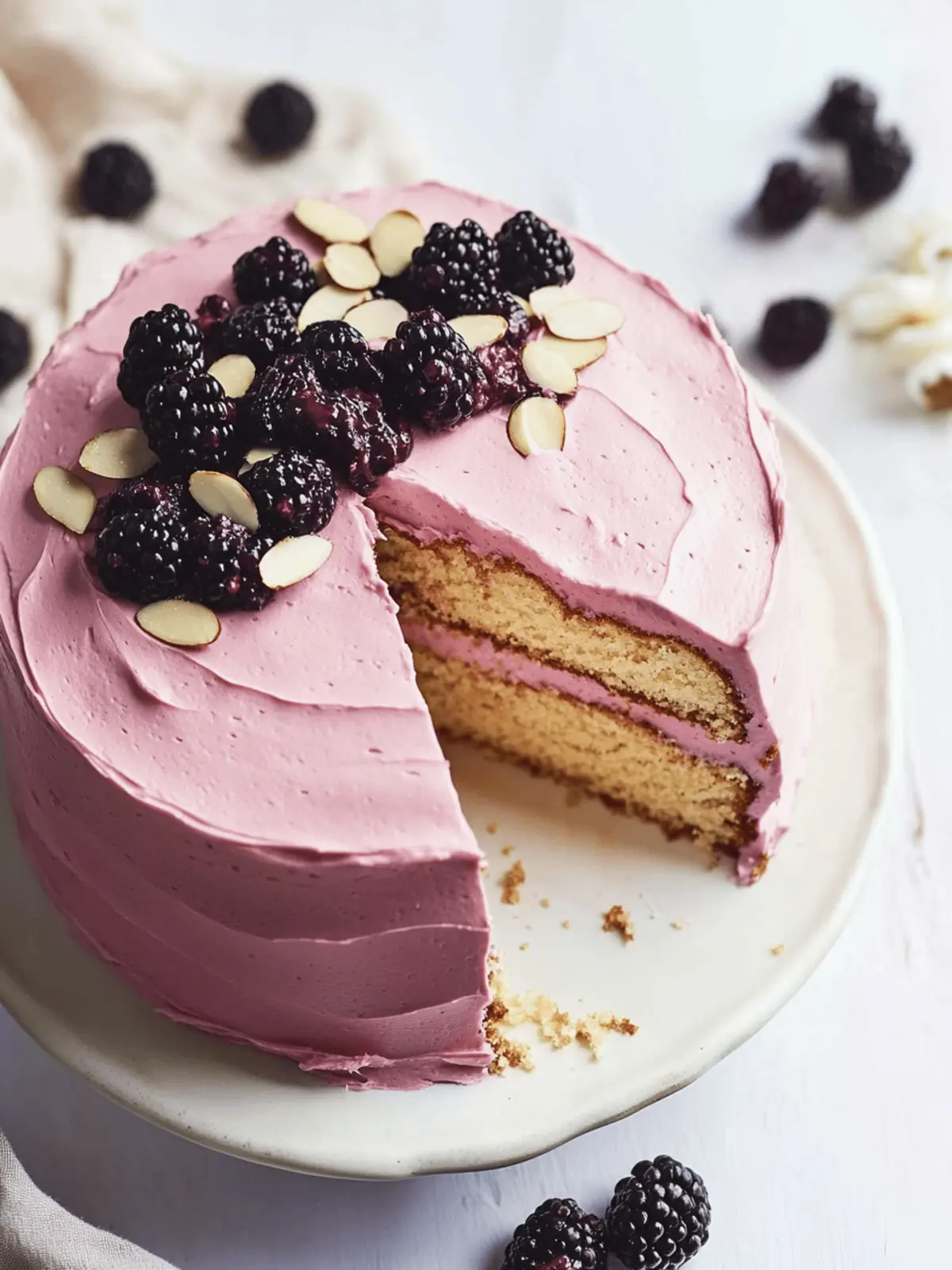 Almond Layer Cake with Blackberry Buttercream