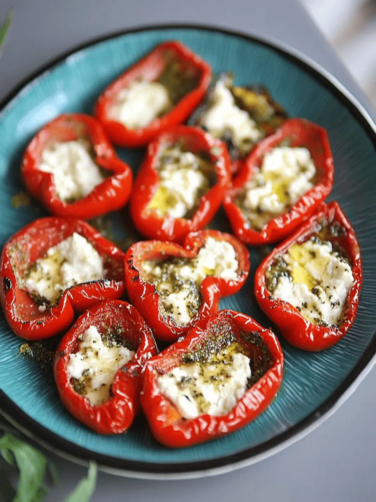 Roasted Red Peppers with Pesto and Goat Cheese